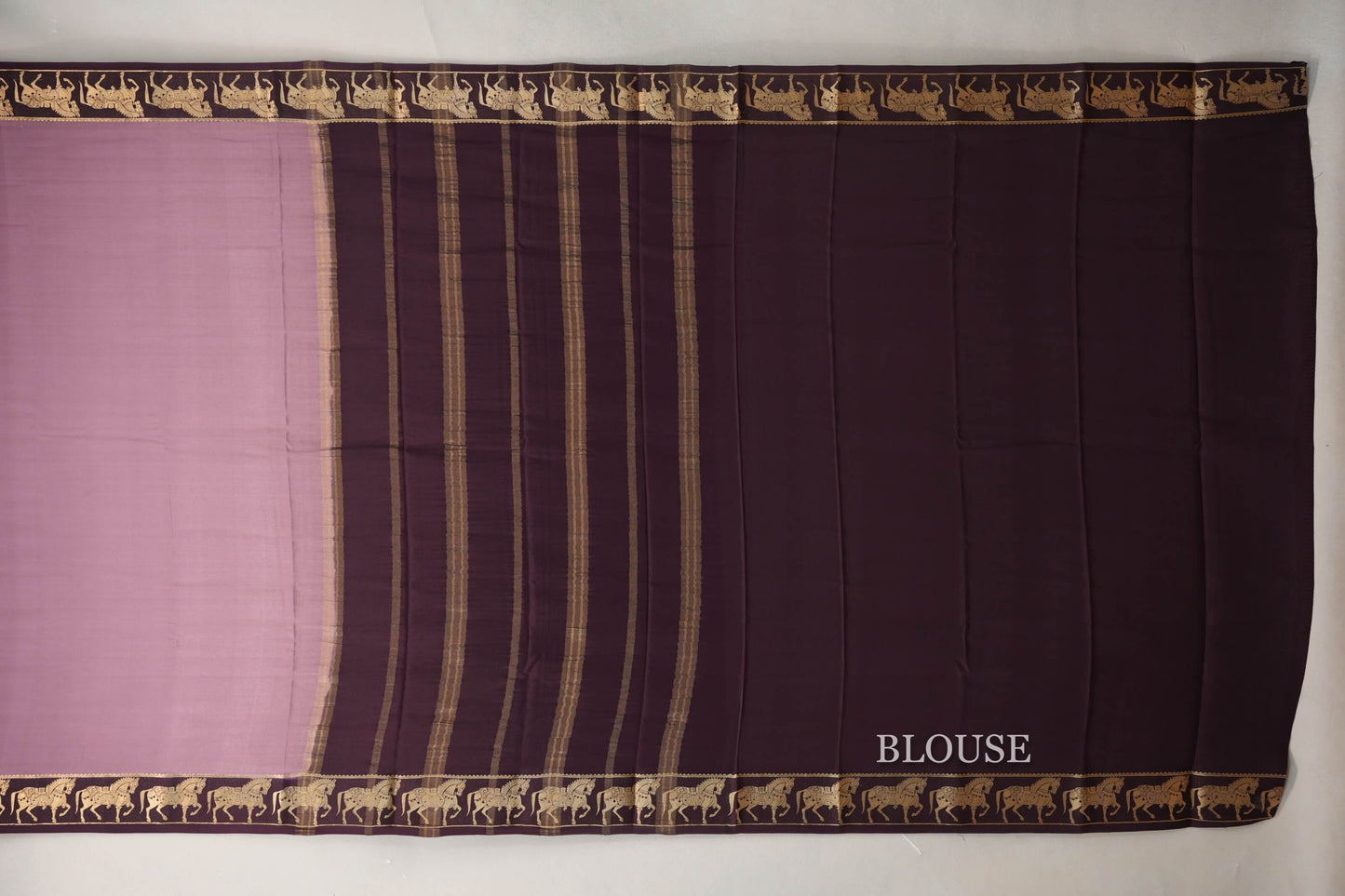Dusty mauve Mysore Silk Saree by Shreenivas Silks blouse