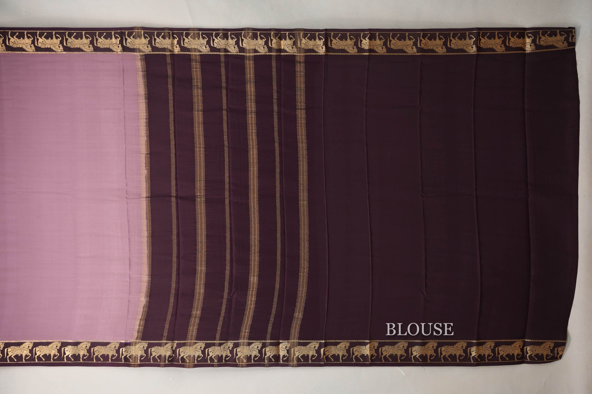 Dusty mauve Mysore Silk Saree by Shreenivas Silks blouse