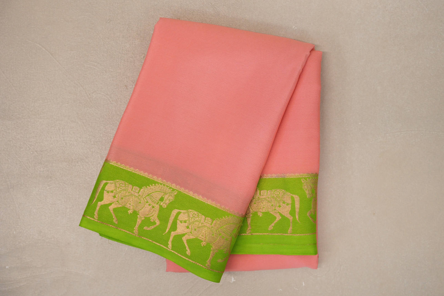 Parrot green Mysore Silk Saree by Shreenivas Silks