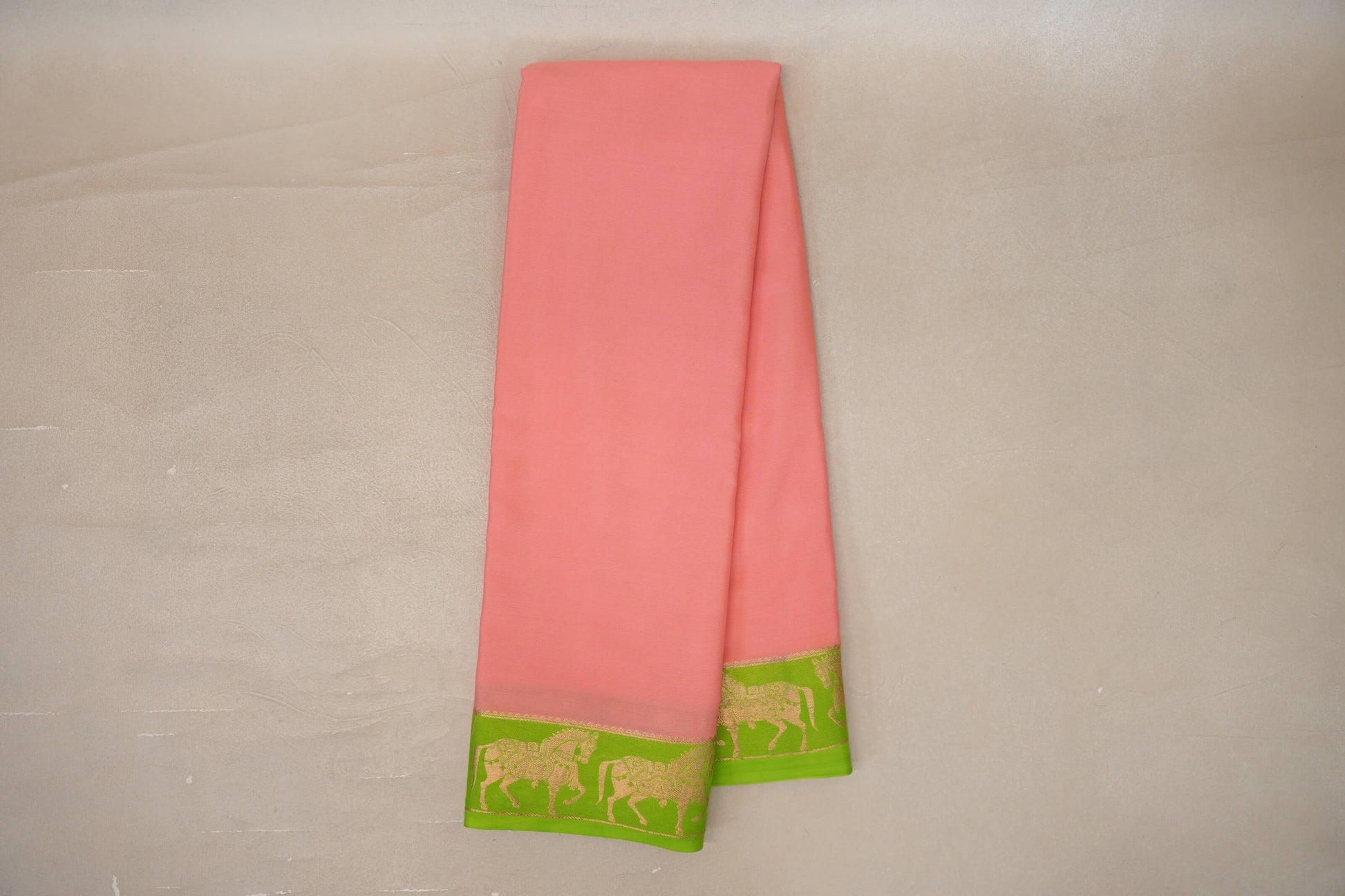 Parrot green Mysore Silk Saree by Shreenivas Silks