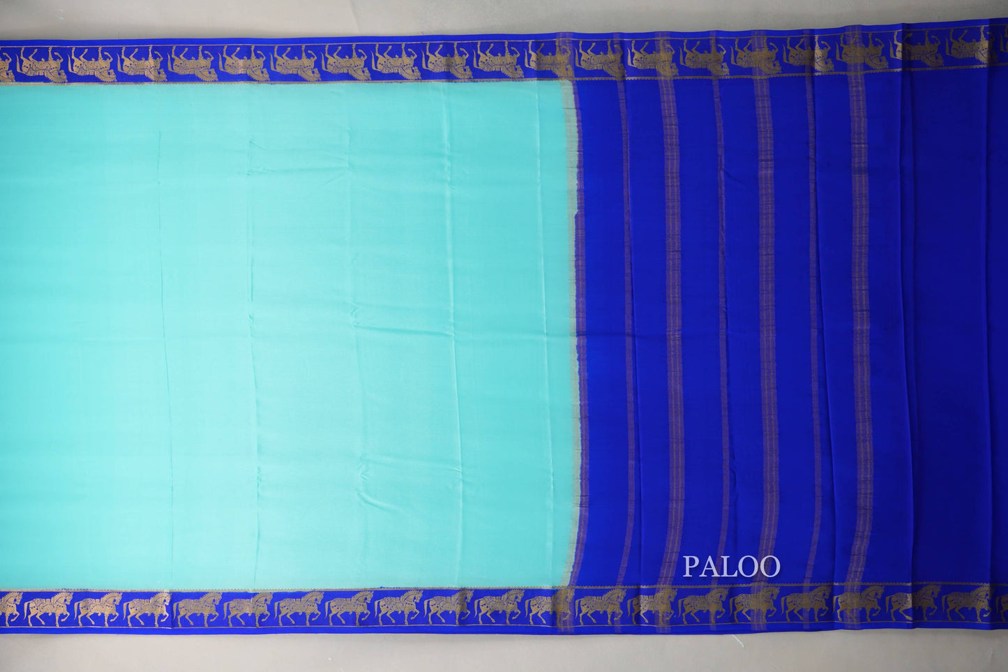 Light sky blue Mysore Silk Saree by Shreenivas Silks paloo
