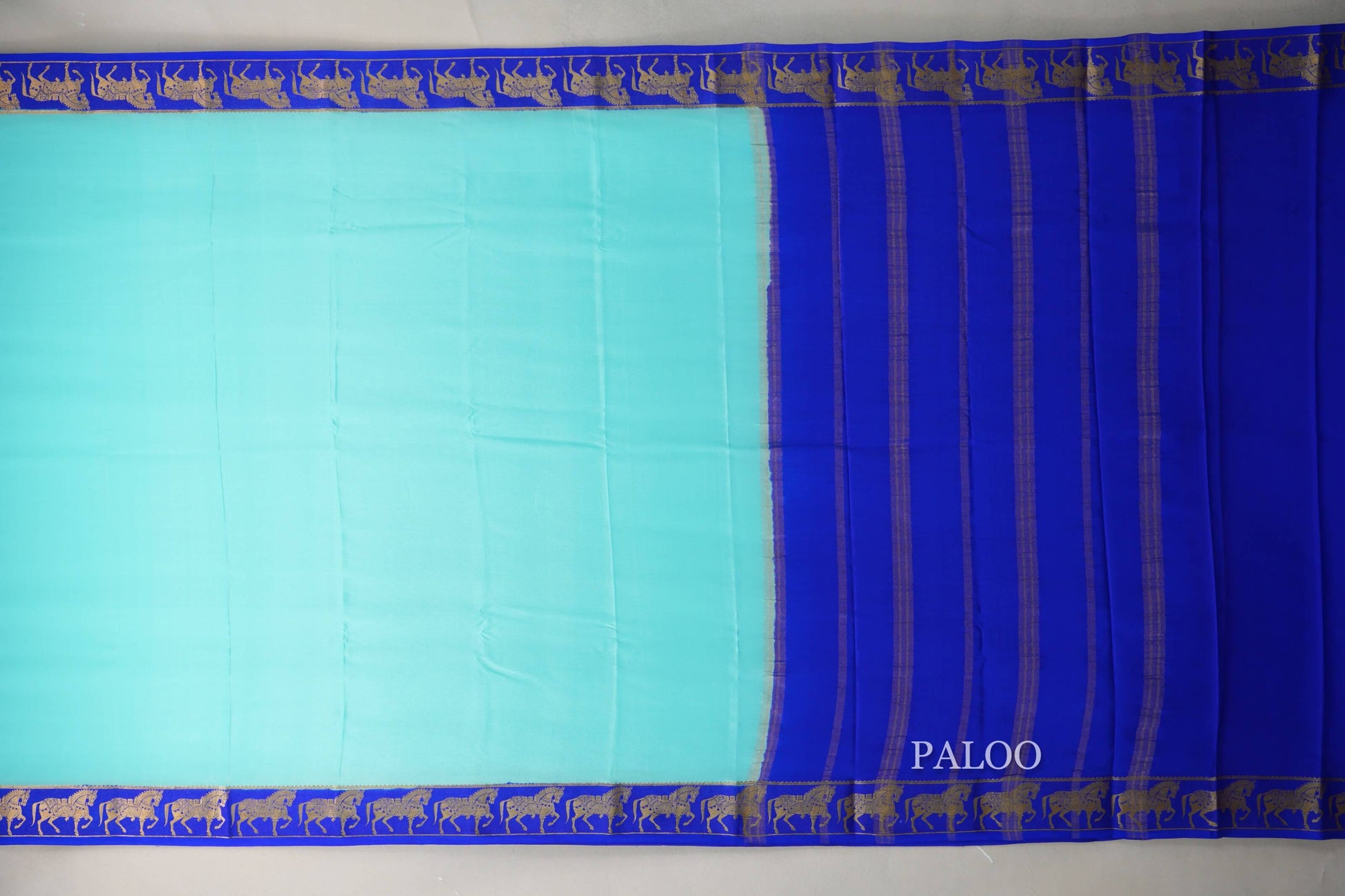 Light sky blue Mysore Silk Saree by Shreenivas Silks paloo