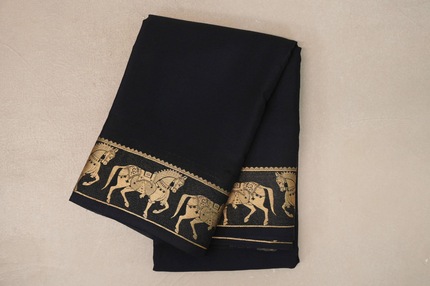 Black Mysore Silk Saree by Shreenivas Silks
