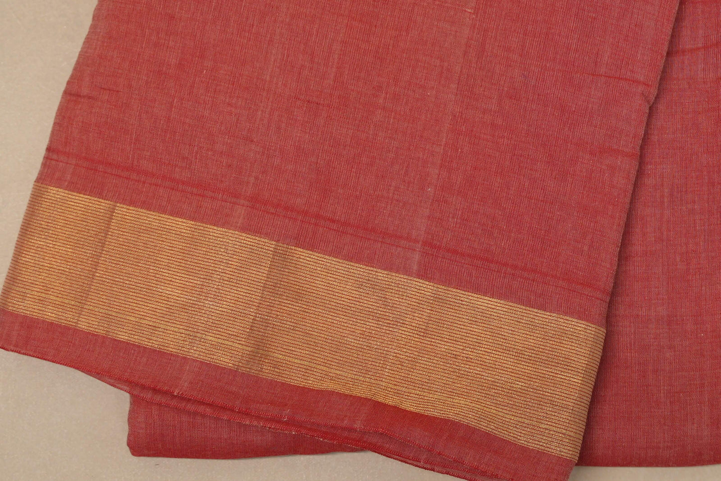 Dusty Red Paithani Cotton Saree by Shreenivas Silks borders