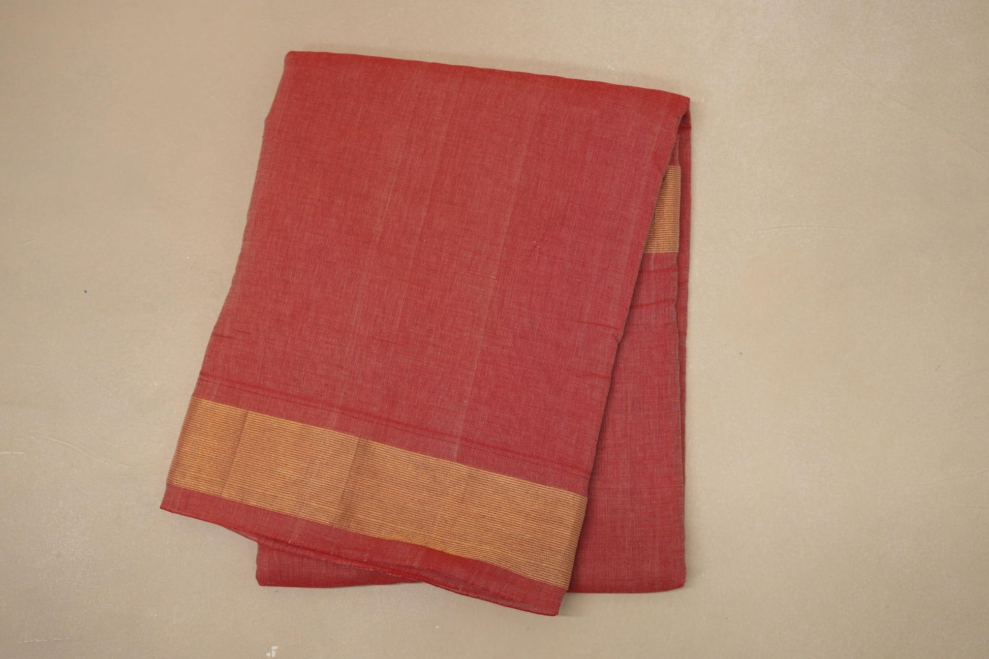 Dusty Red Paithani Cotton Saree by Shreenivas Silks