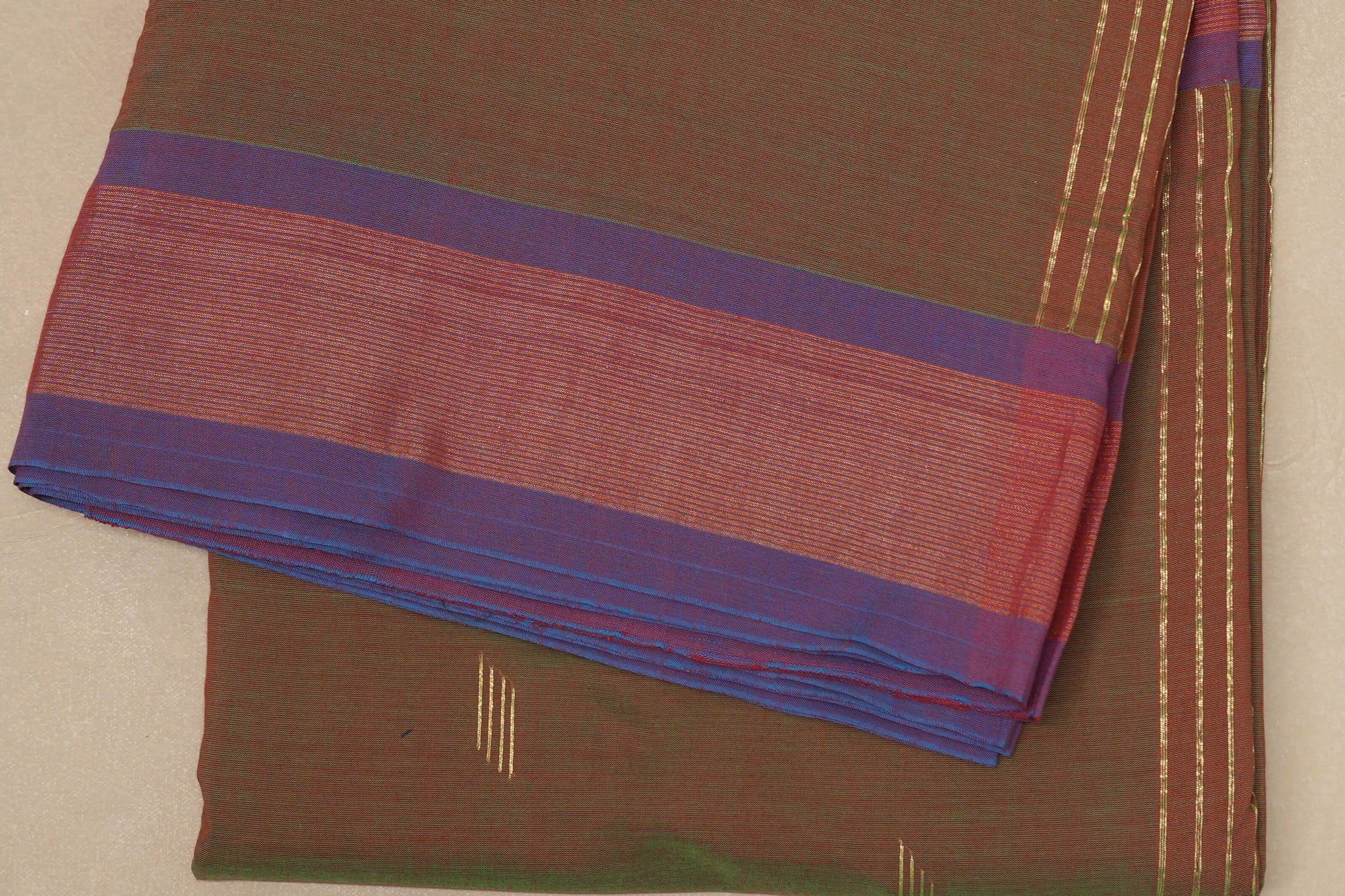 Dual Tone Red and Dark Green Paithani Cotton Saree  border