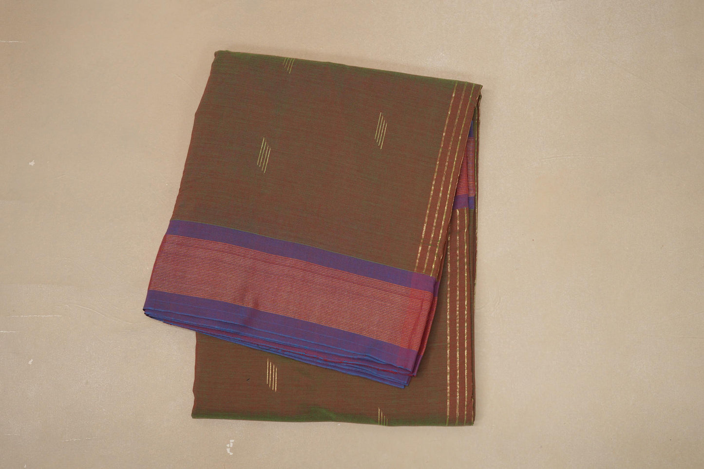 Dual Tone Red and Dark Green Paithani Cotton Saree 