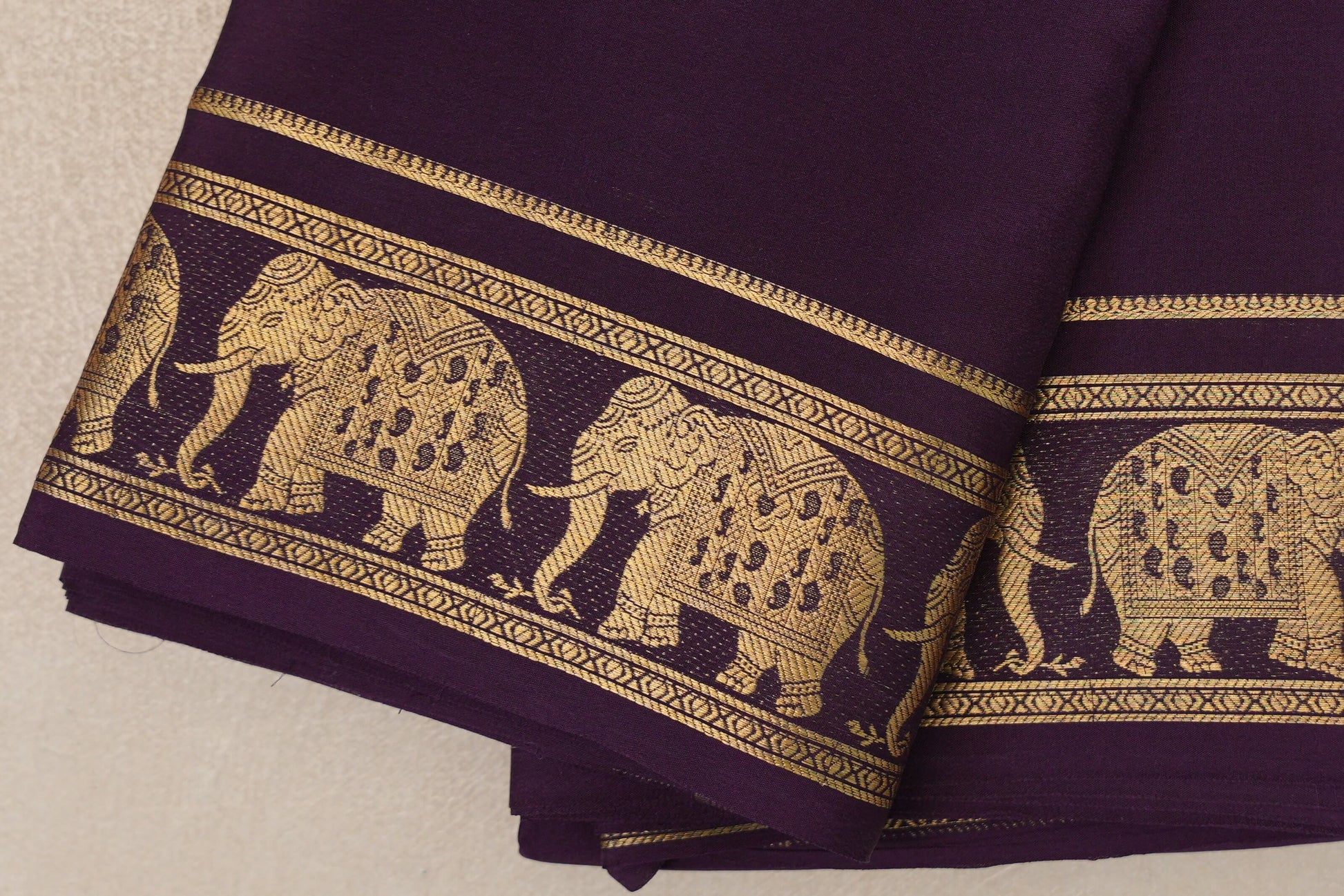 Deep Purple Mysore Silk Saree by Shreenivas Silks border
