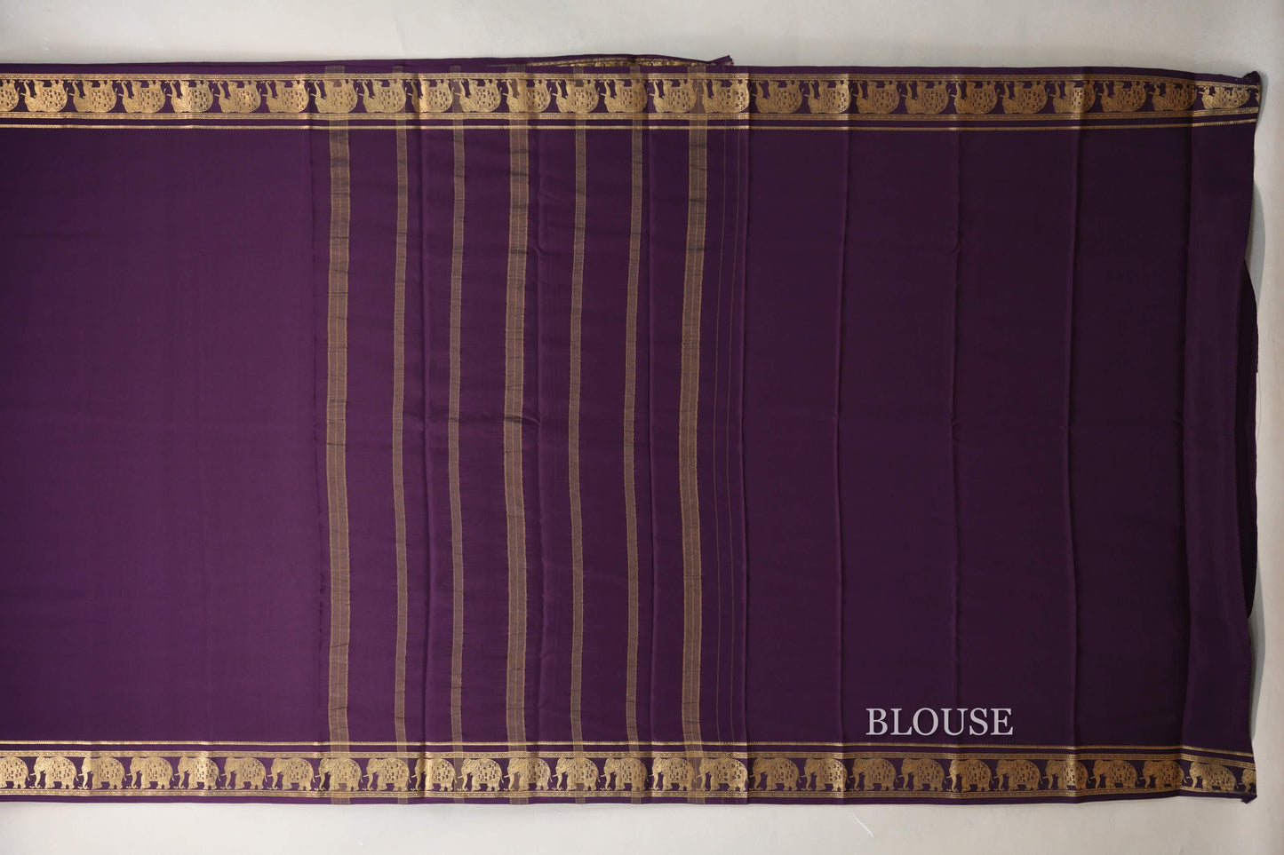 Deep Purple Mysore Silk Saree by Shreenivas Silks blouse