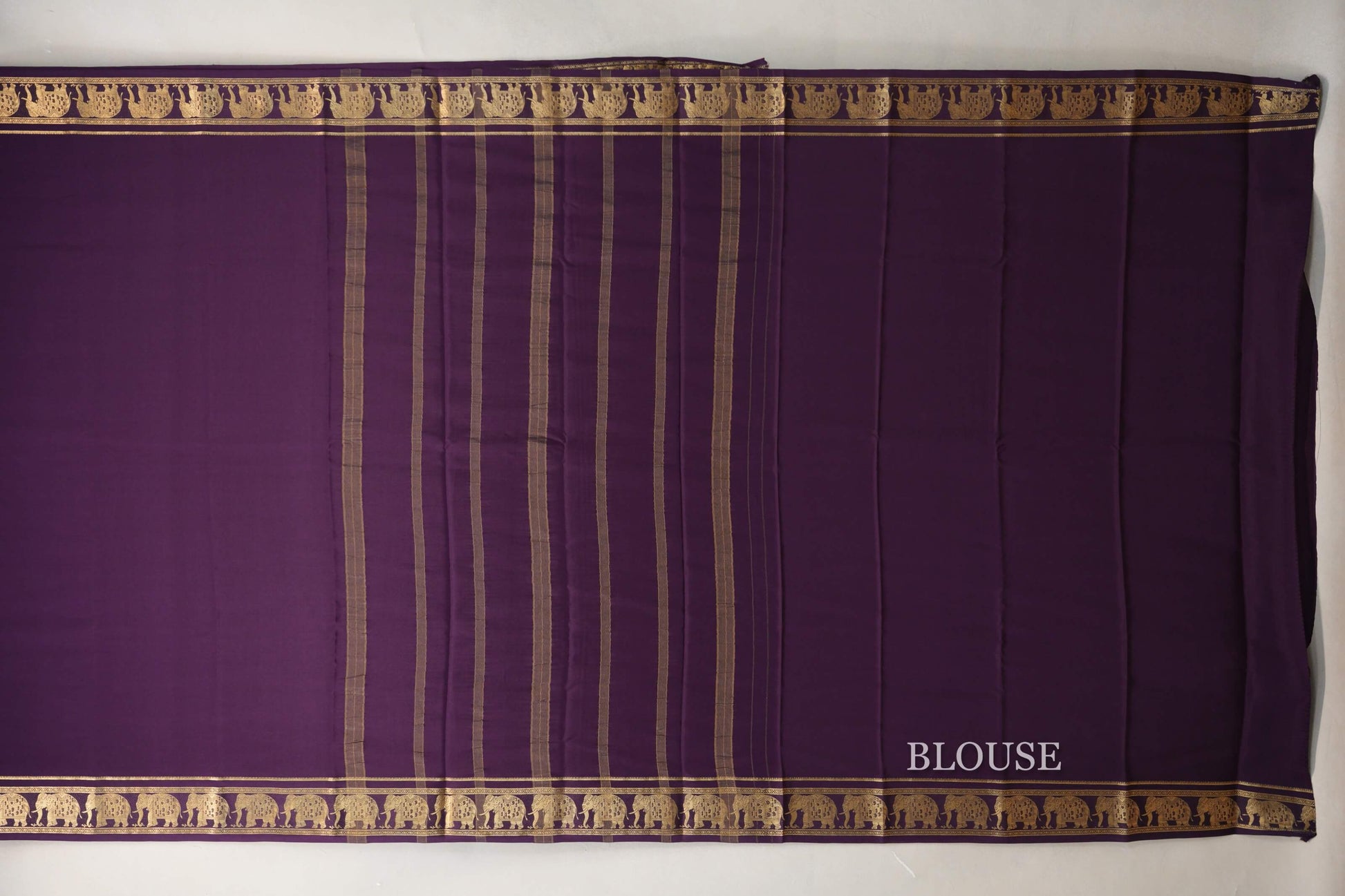 Deep Purple Mysore Silk Saree by Shreenivas Silks blouse