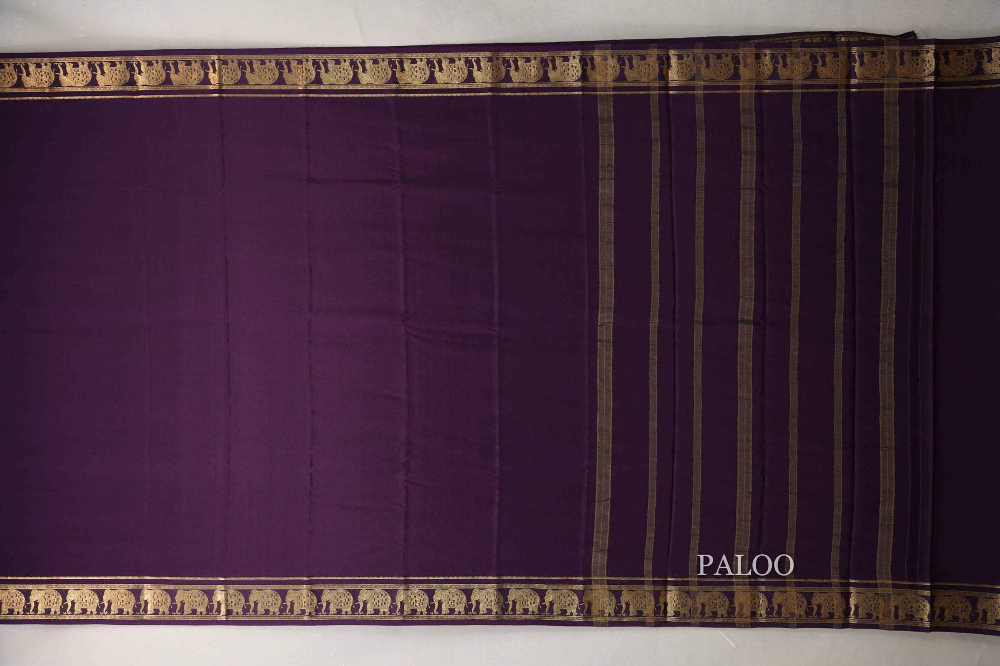 Deep Purple Mysore Silk Saree by Shreenivas Silks paloo