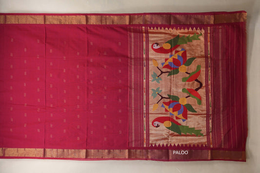 Red Paithani Cotton Saree by Shreenivas Silks PALOO
