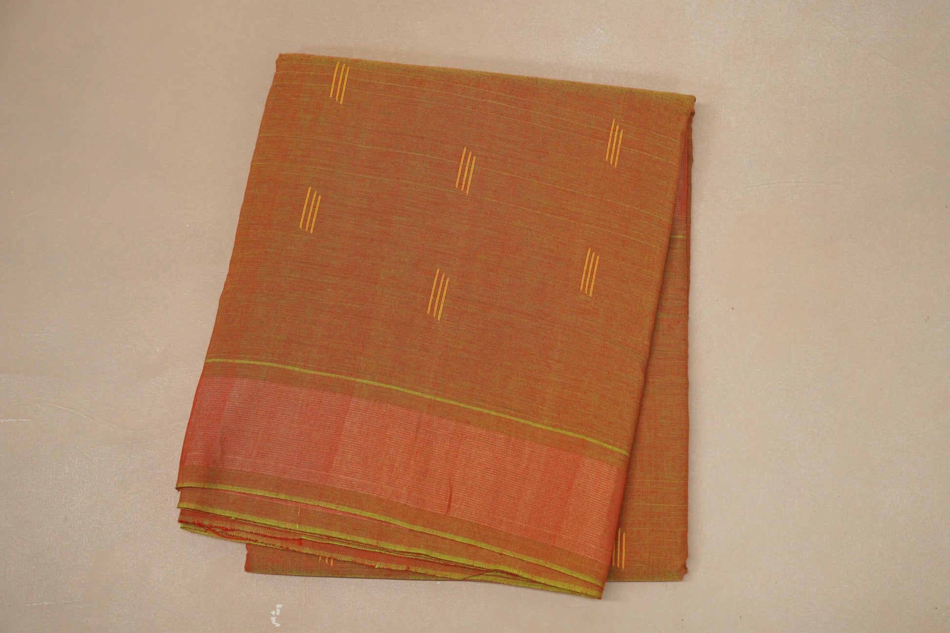Dual Tone Red and parrot Green Paithani Cotton Saree by Shreenivas Silks