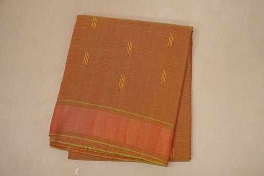 Dual Tone Red and parrot Green Paithani Cotton Saree by Shreenivas Silks