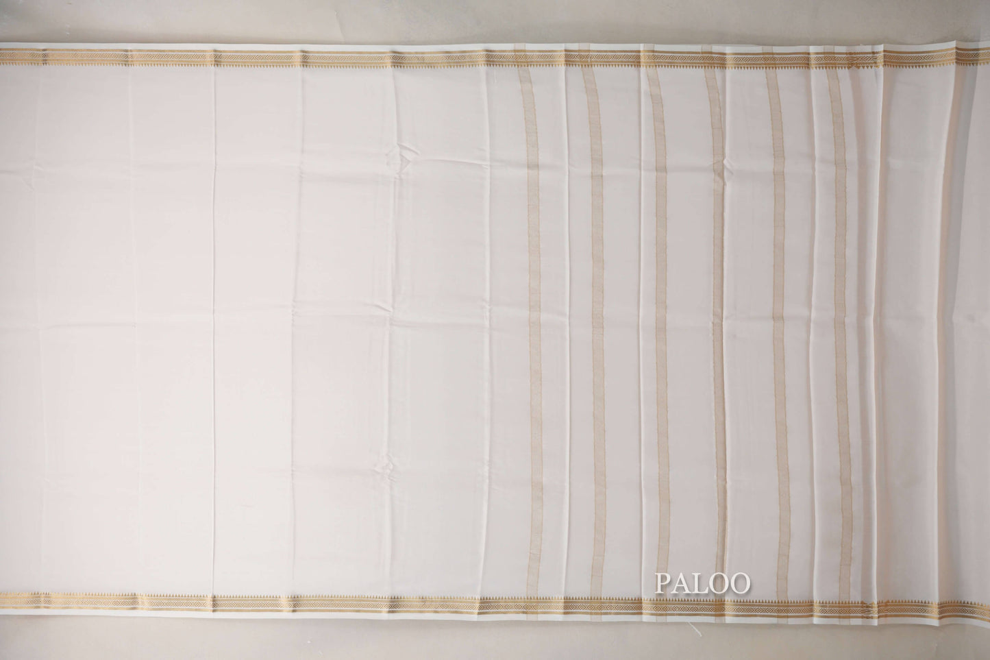 Cream Mysore Silk Saree by Shreenivas Silks paloo