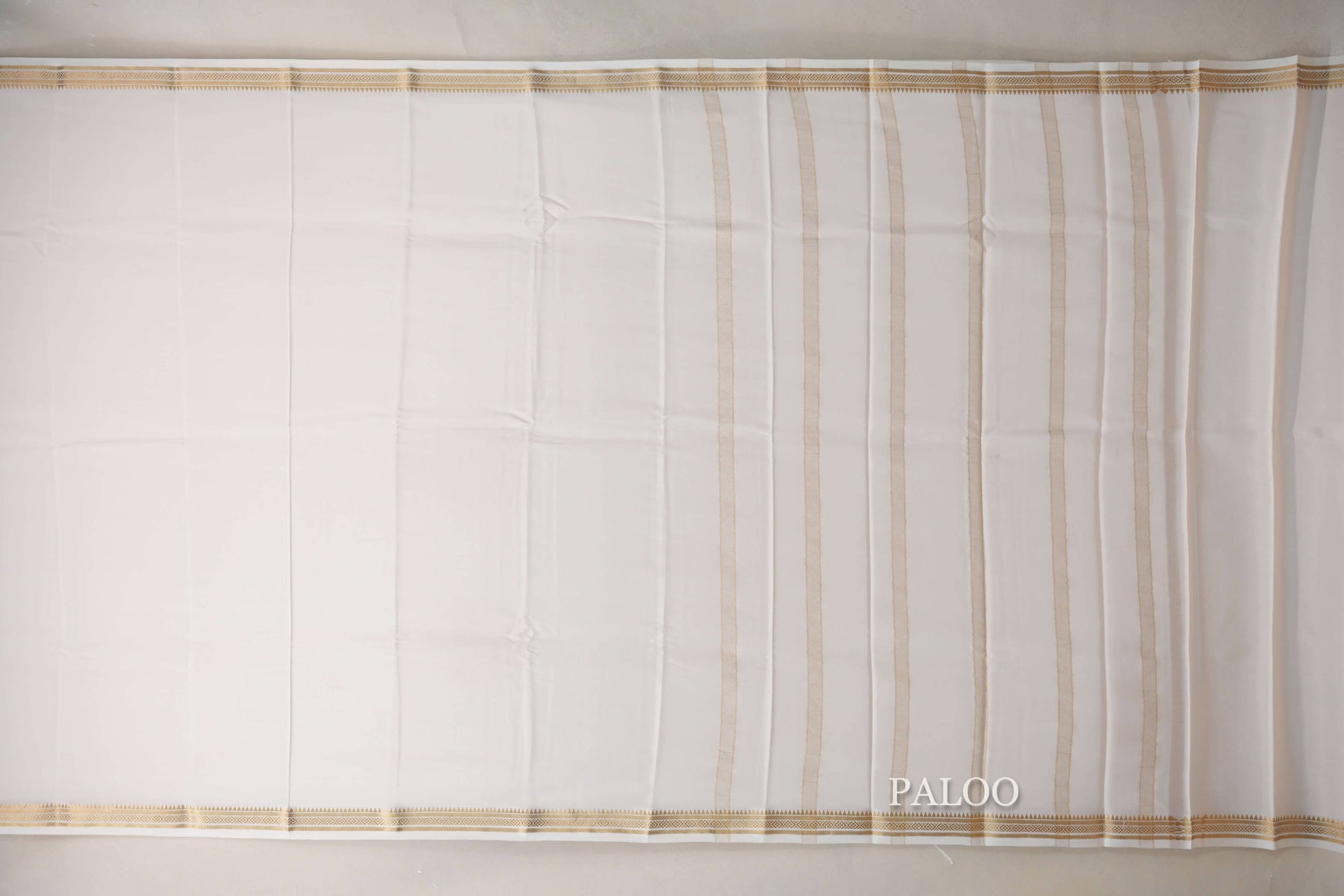 Cream Mysore Silk Saree by Shreenivas Silks paloo