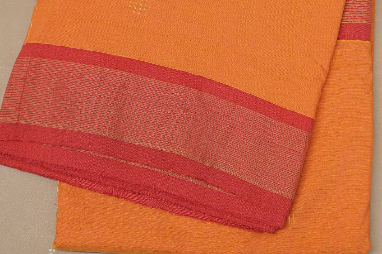 Deep Mango Yellow Paithani Cotton Saree  border