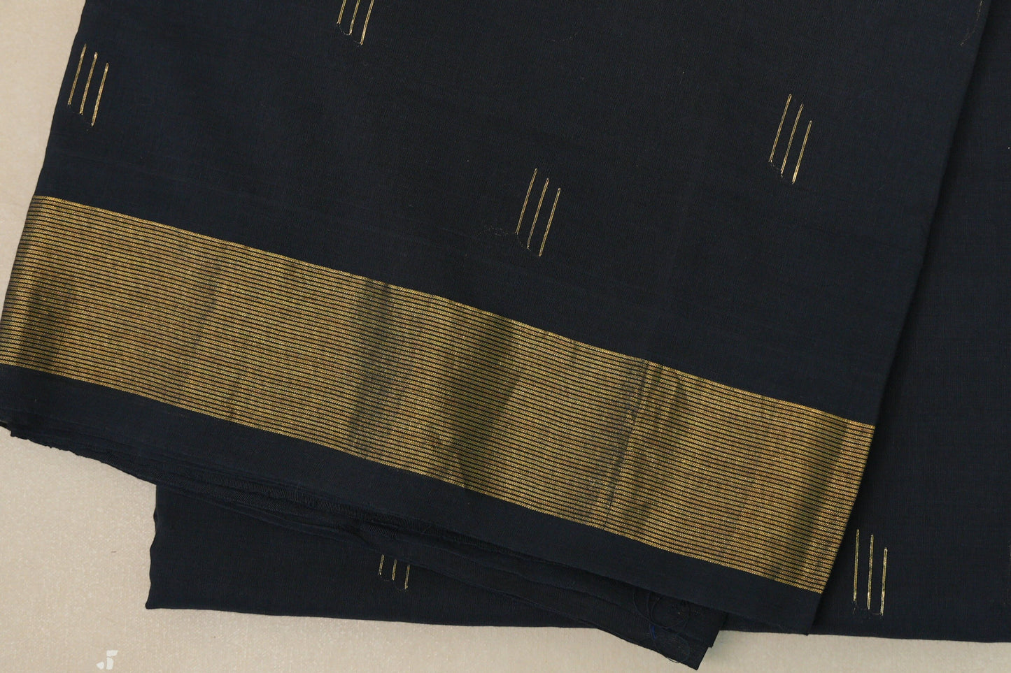 Dark Navy Blue Paithani Cotton Saree by Shreenivas Silks border
