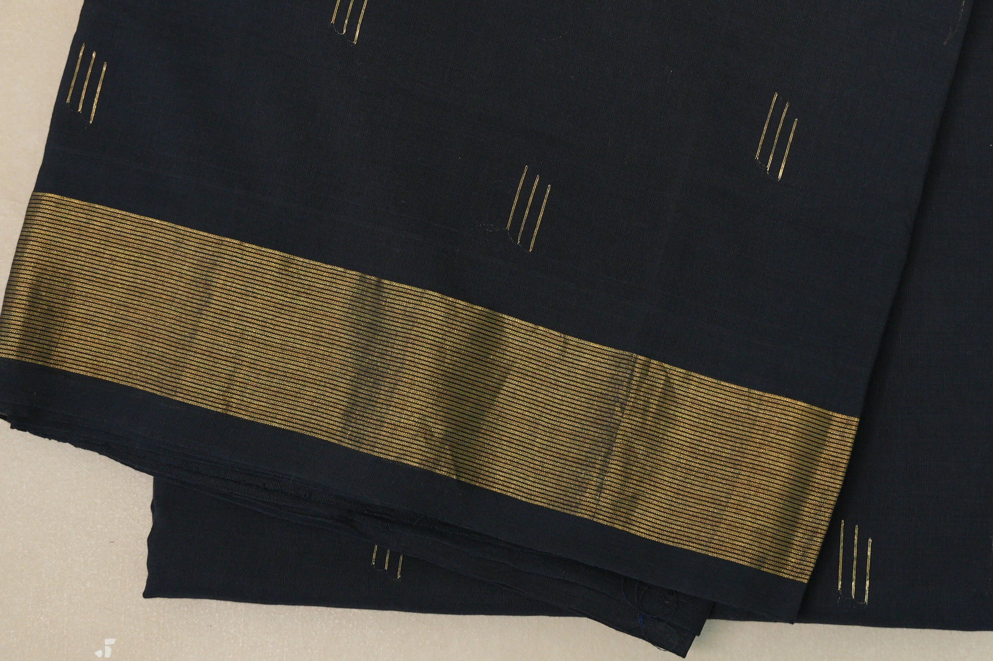Dark Navy Blue Paithani Cotton Saree by Shreenivas Silks border