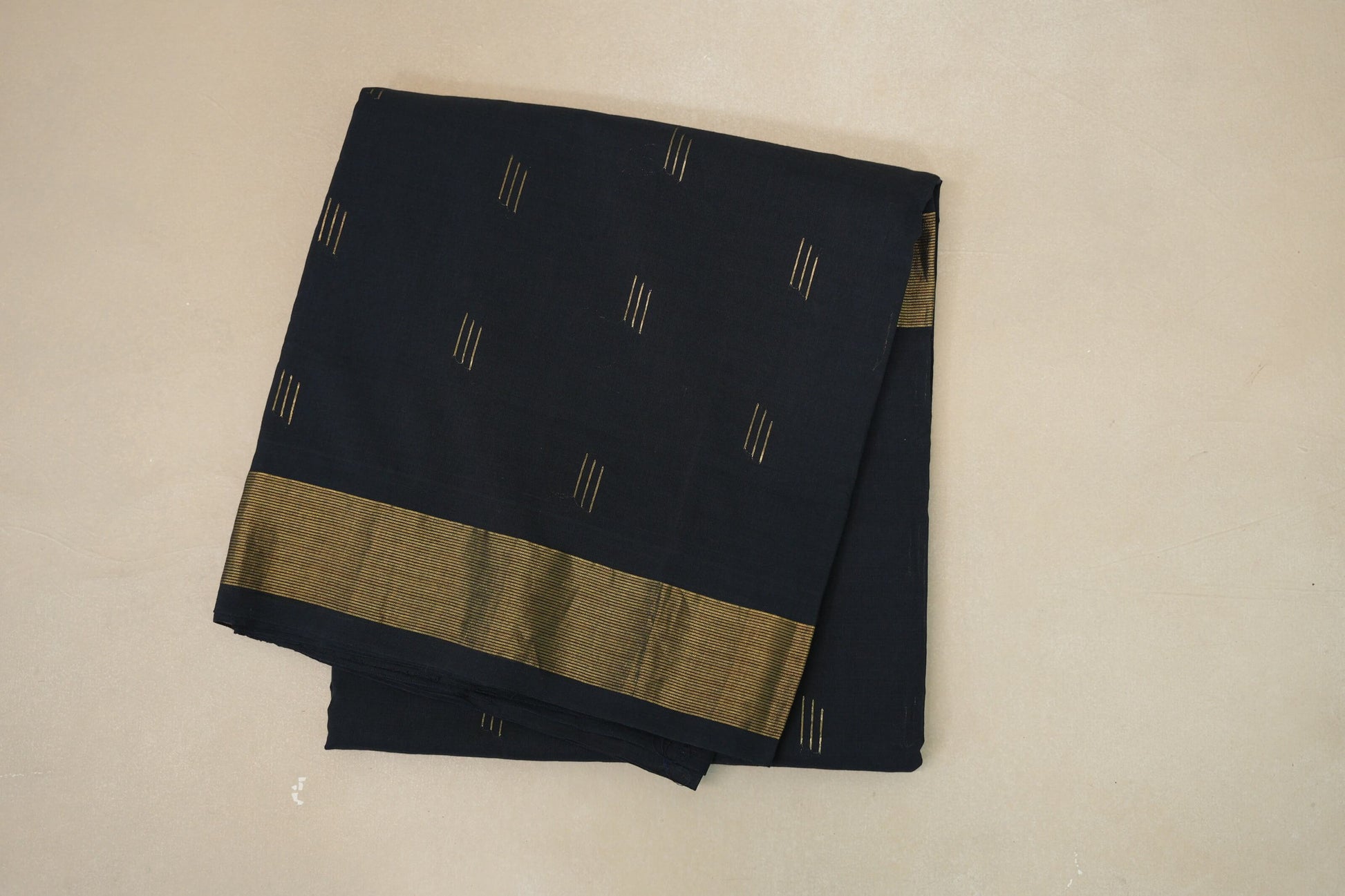 Dark Navy Blue Paithani Cotton Saree by Shreenivas Silks