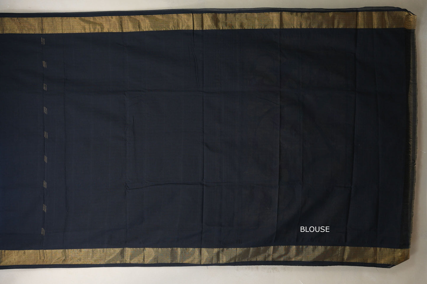 Dark Navy Blue Paithani Cotton Saree by Shreenivas Silks blouse
