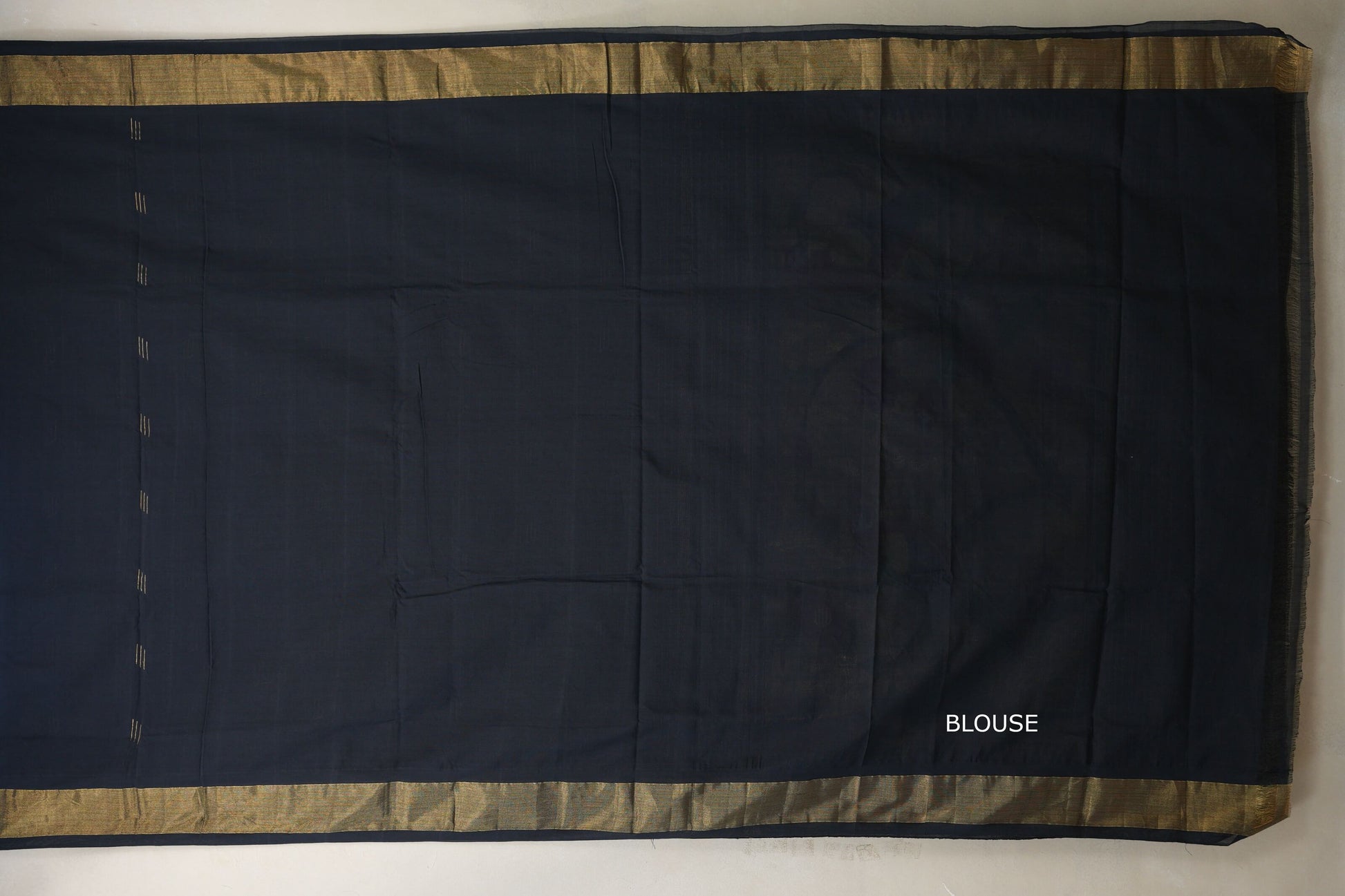 Dark Navy Blue Paithani Cotton Saree by Shreenivas Silks blouse