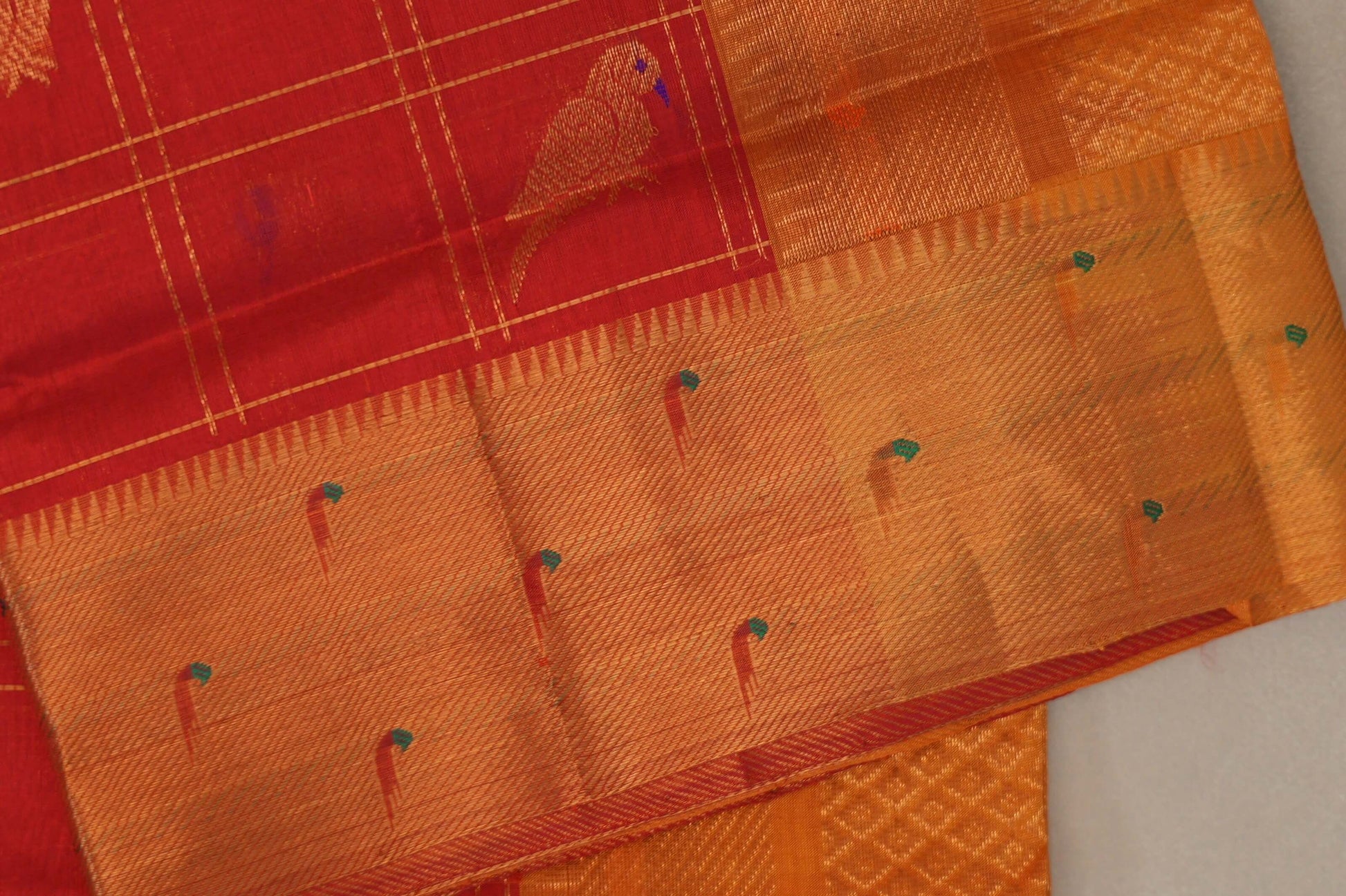 Tomato Red Silk Cotton Saree border