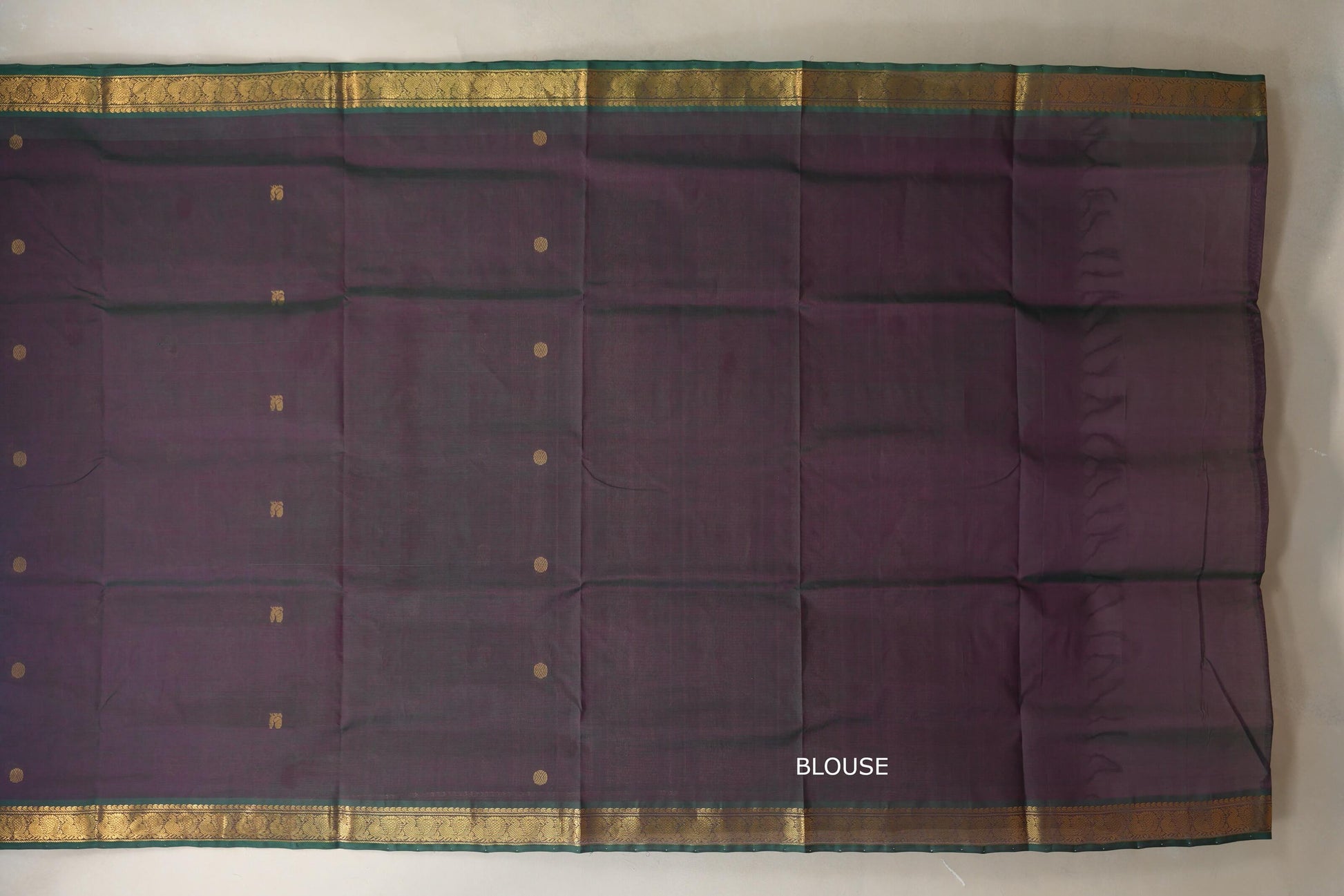 Dual Tone Deep Purple and Dark Green Vegan Silk Cotton Saree by Shreenivas Silks PSSR018776 - Parisera