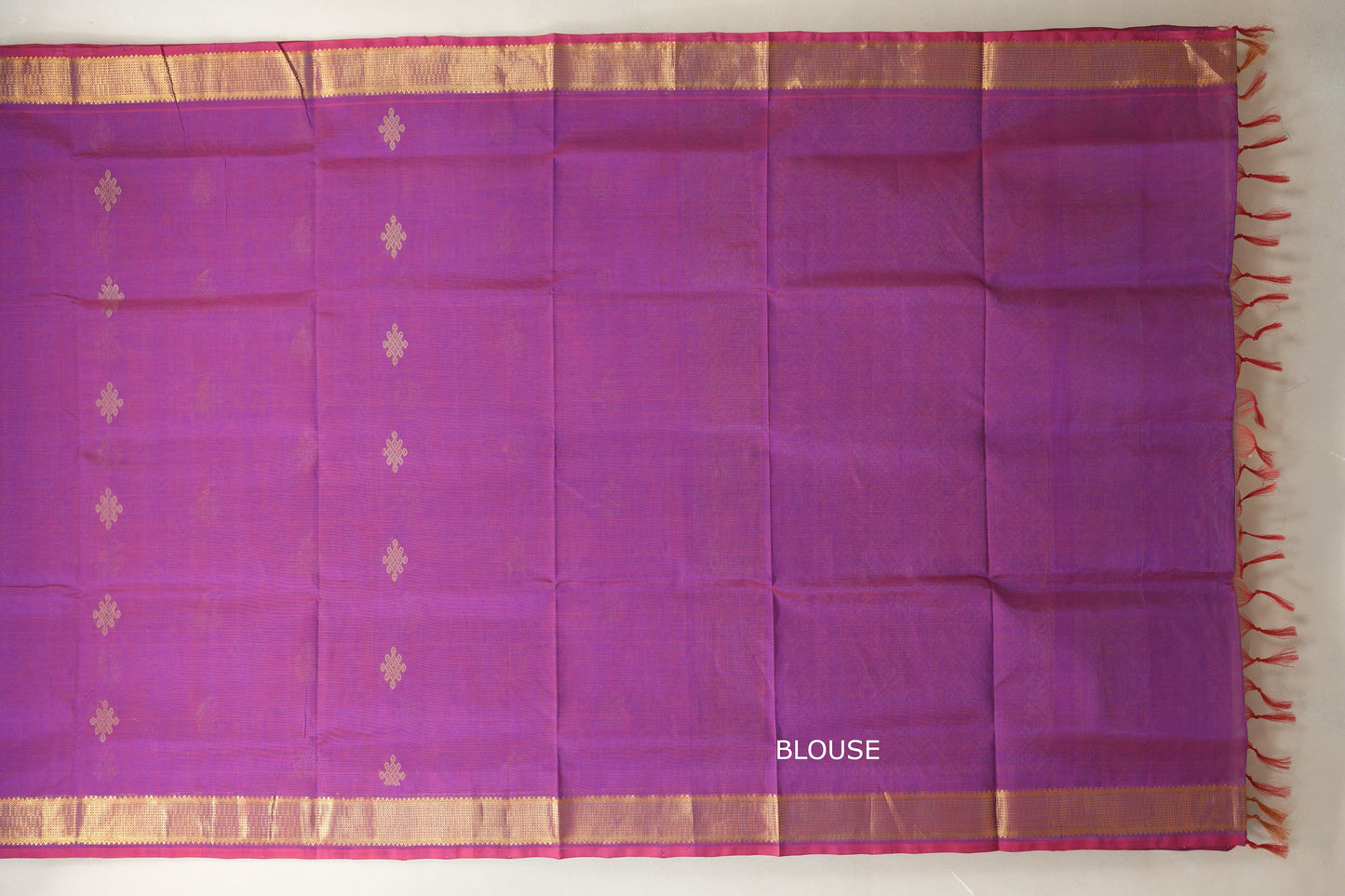 Dual Tone of Red and Blue Vegan Silk Cotton Saree by Shreenivas Silks PSSR018777 - Parisera