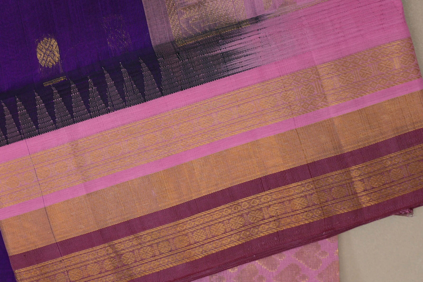Deep Purple Silk Cotton Saree border