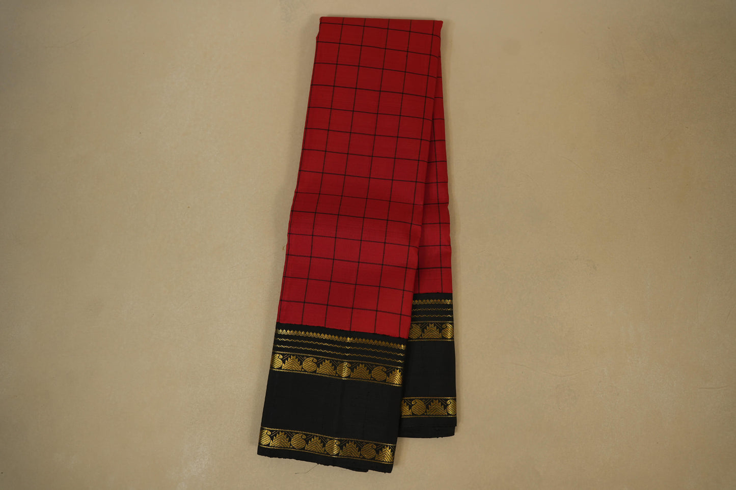 checked vintage kanjivaram silk saree
