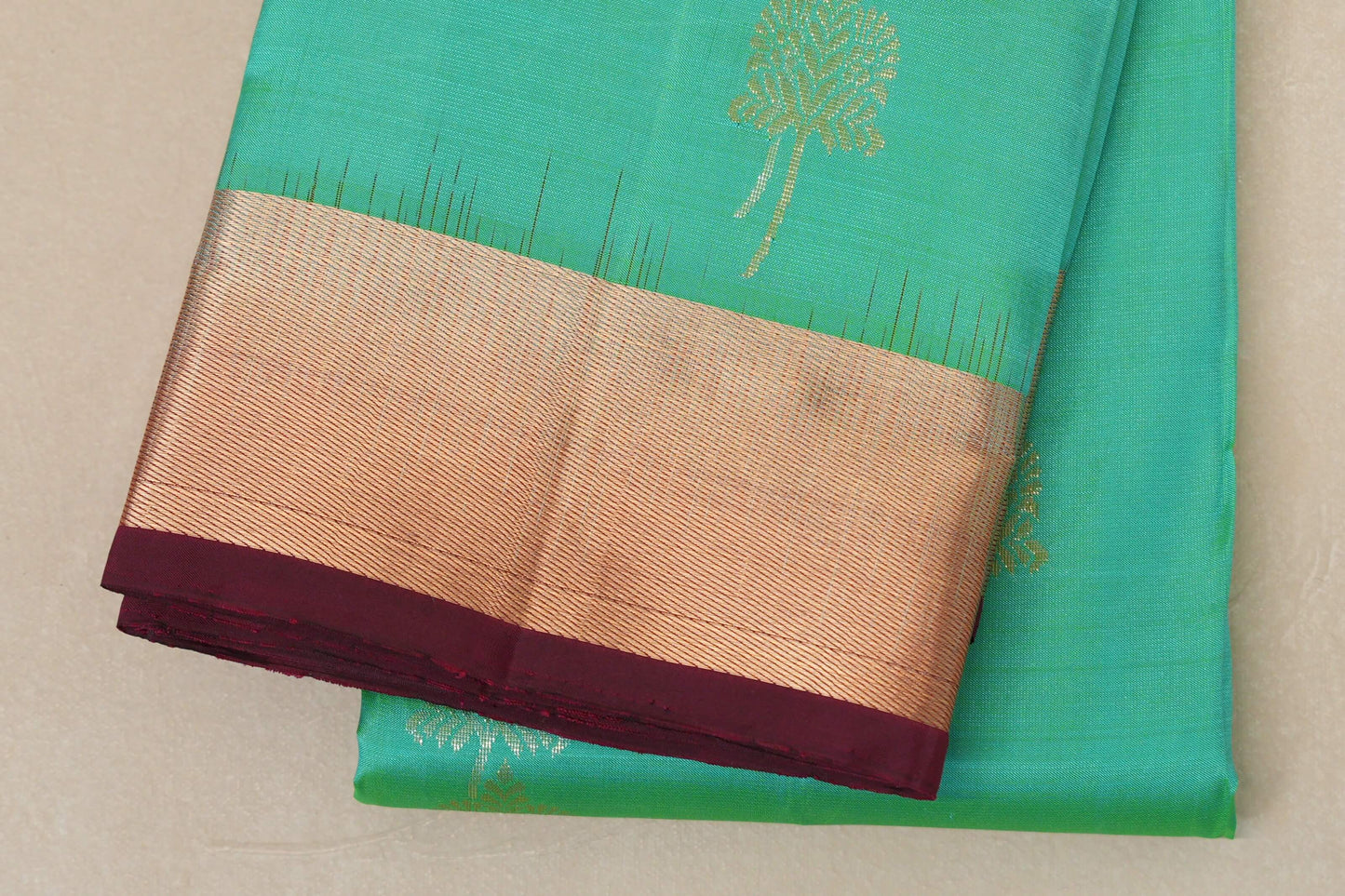 Sea green with dark magenta Borders Light Weight Kanjivaram Silk Saree by Shreenivas Silks PSSR018778 - Parisera