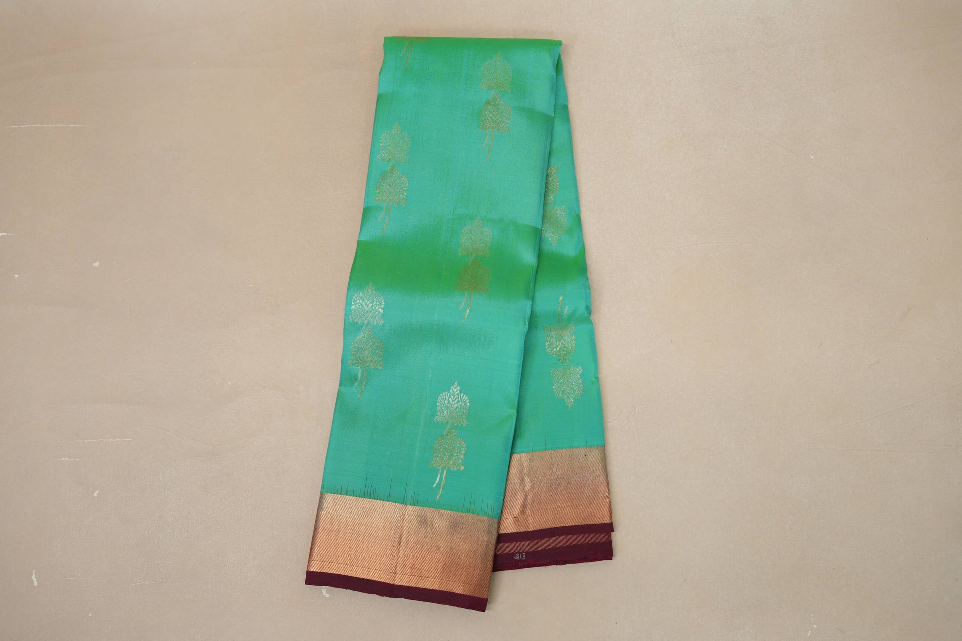 Sea green with dark magenta Borders Light Weight Kanjivaram Silk Saree by Shreenivas Silks PSSR018778 - Parisera