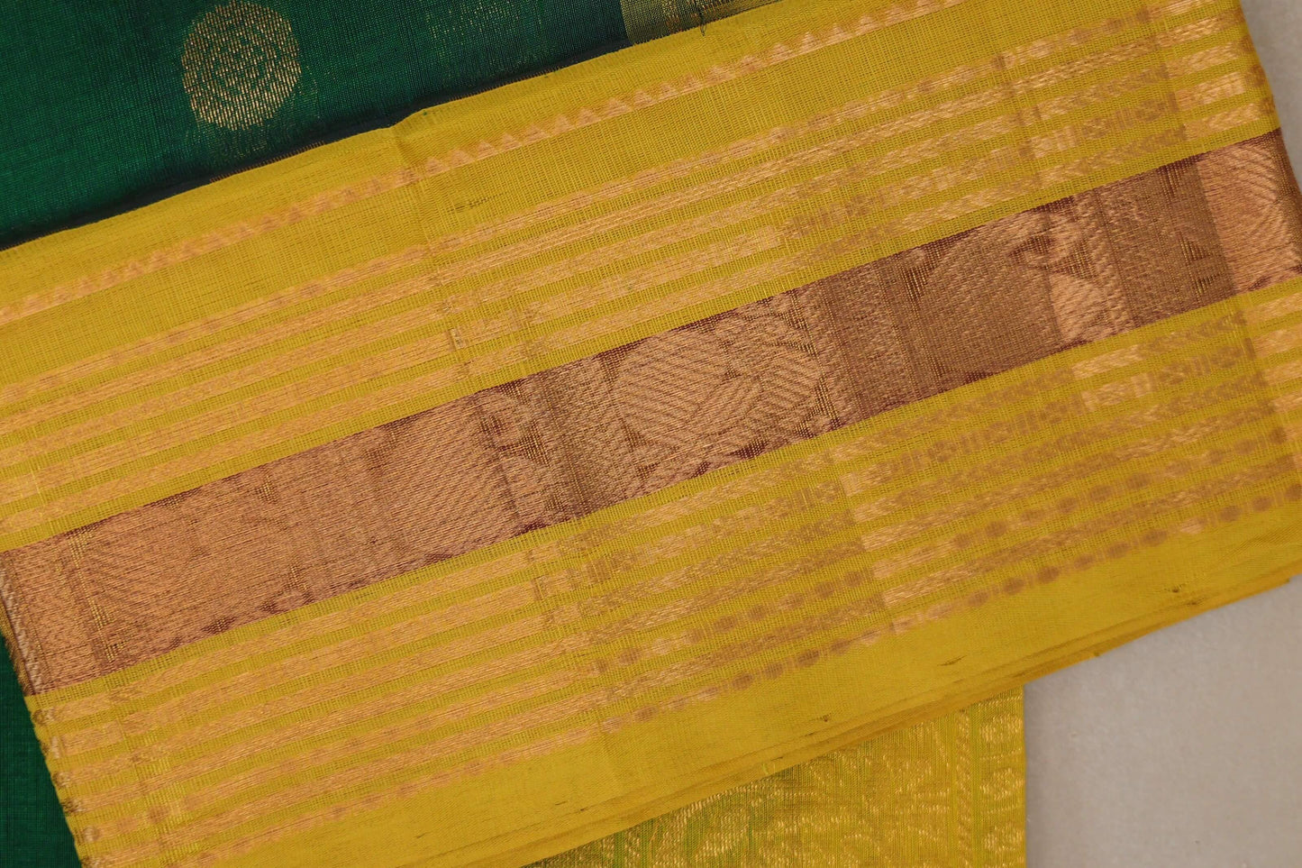 Emerald Green Silk Cotton Saree border