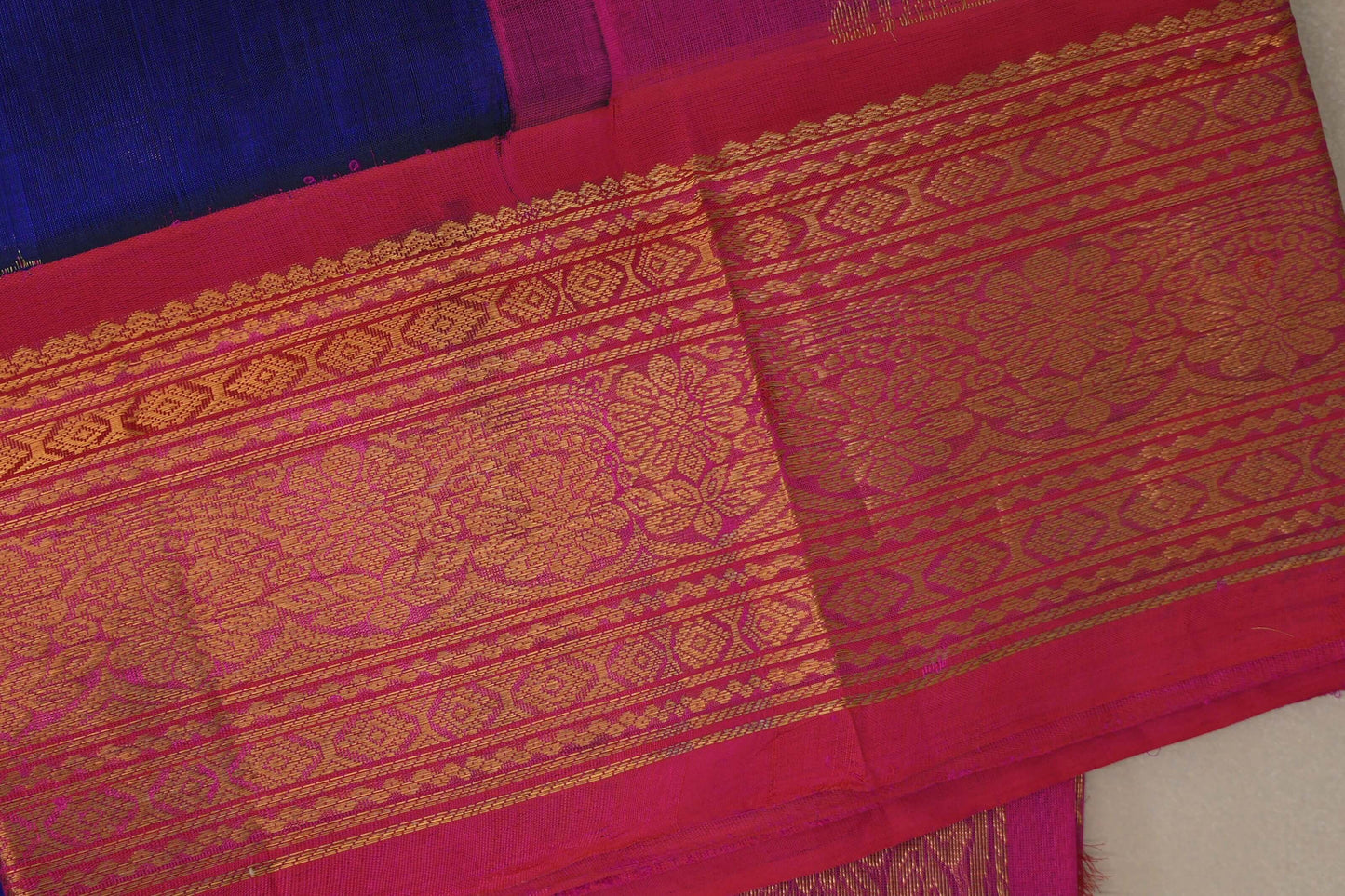 Deep Blue Silk Cotton Saree border