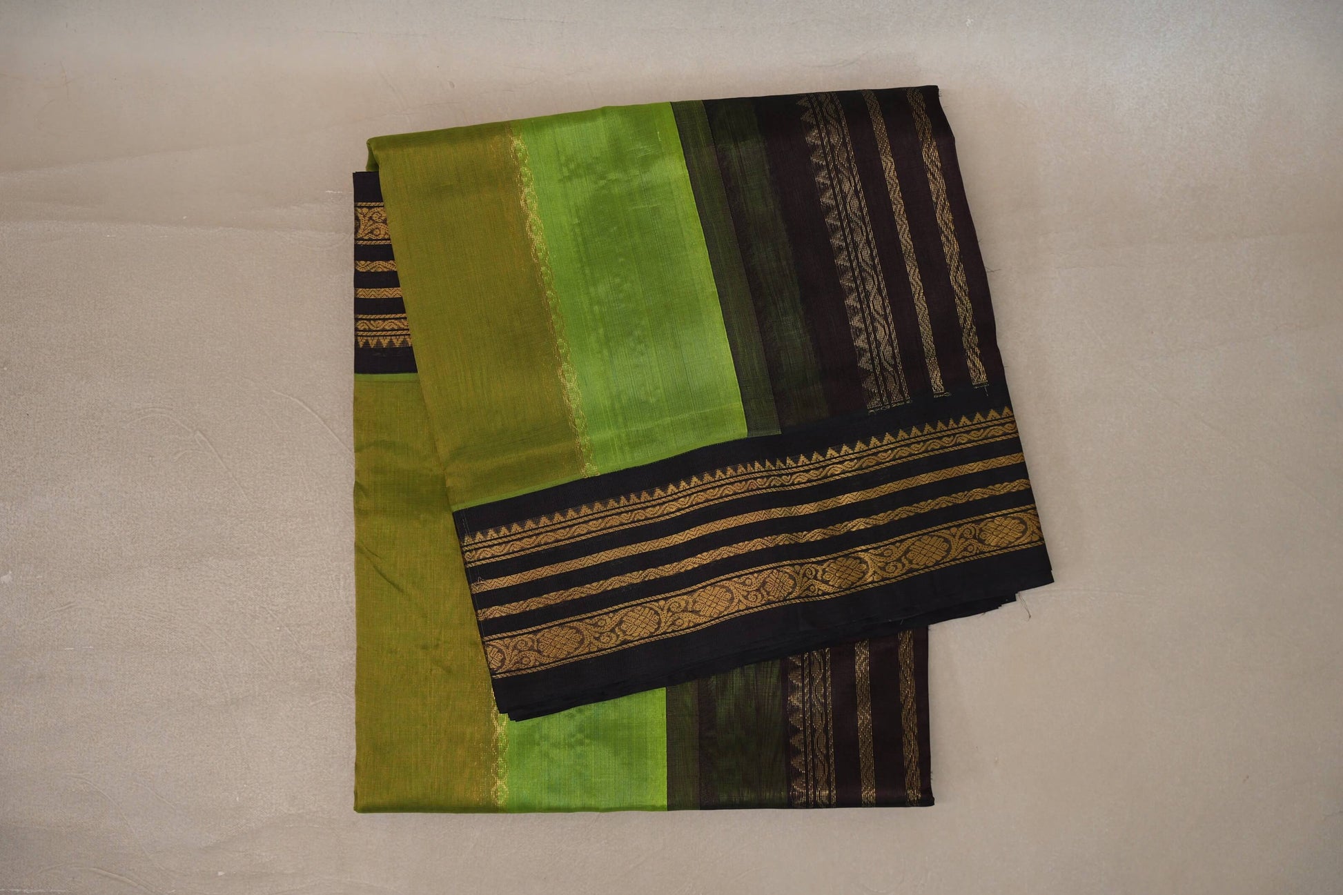 Multi Color with Deep Coffee Brown Borders Silk Cotton Saree