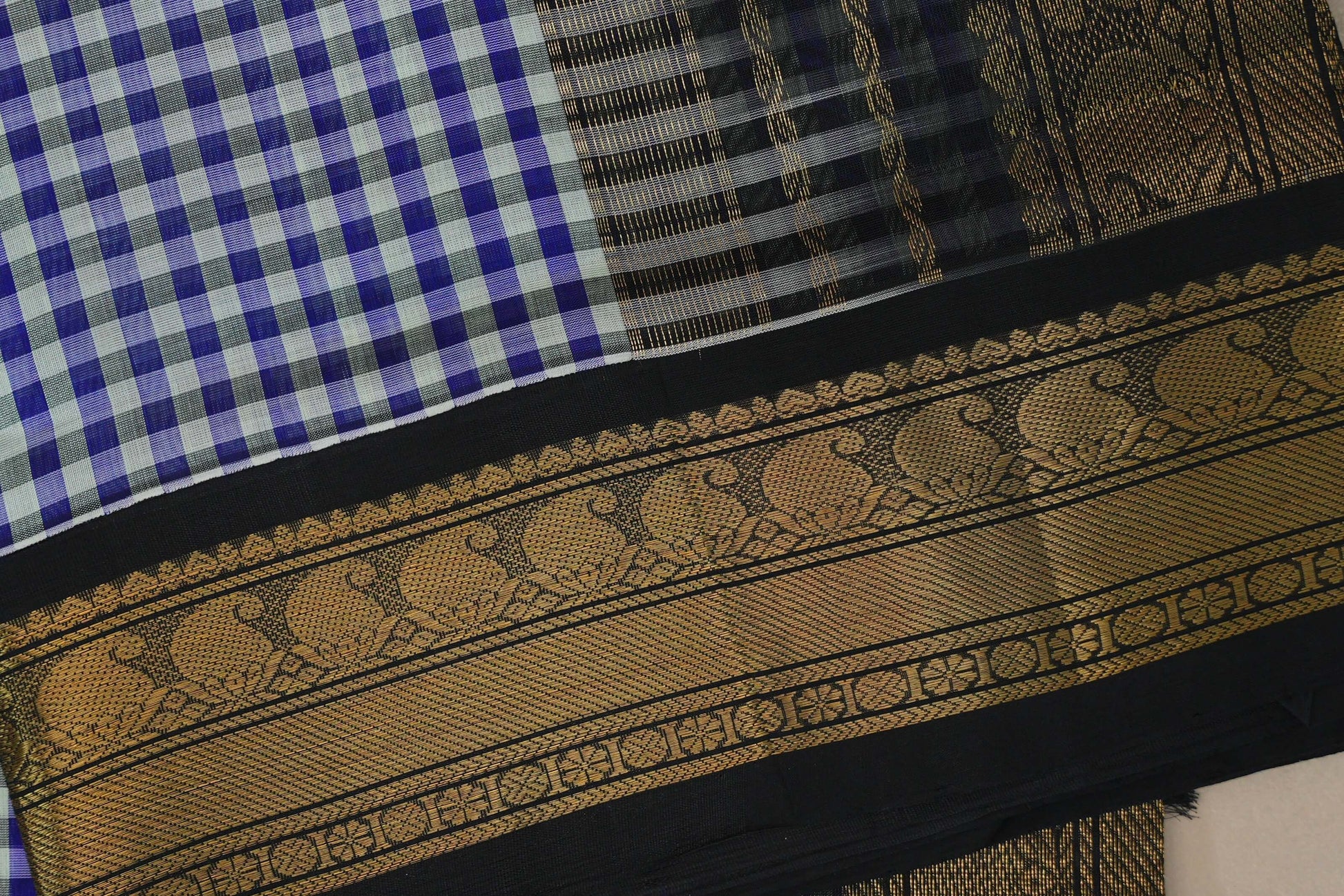 Multi Color Checks Silk Cotton Saree border