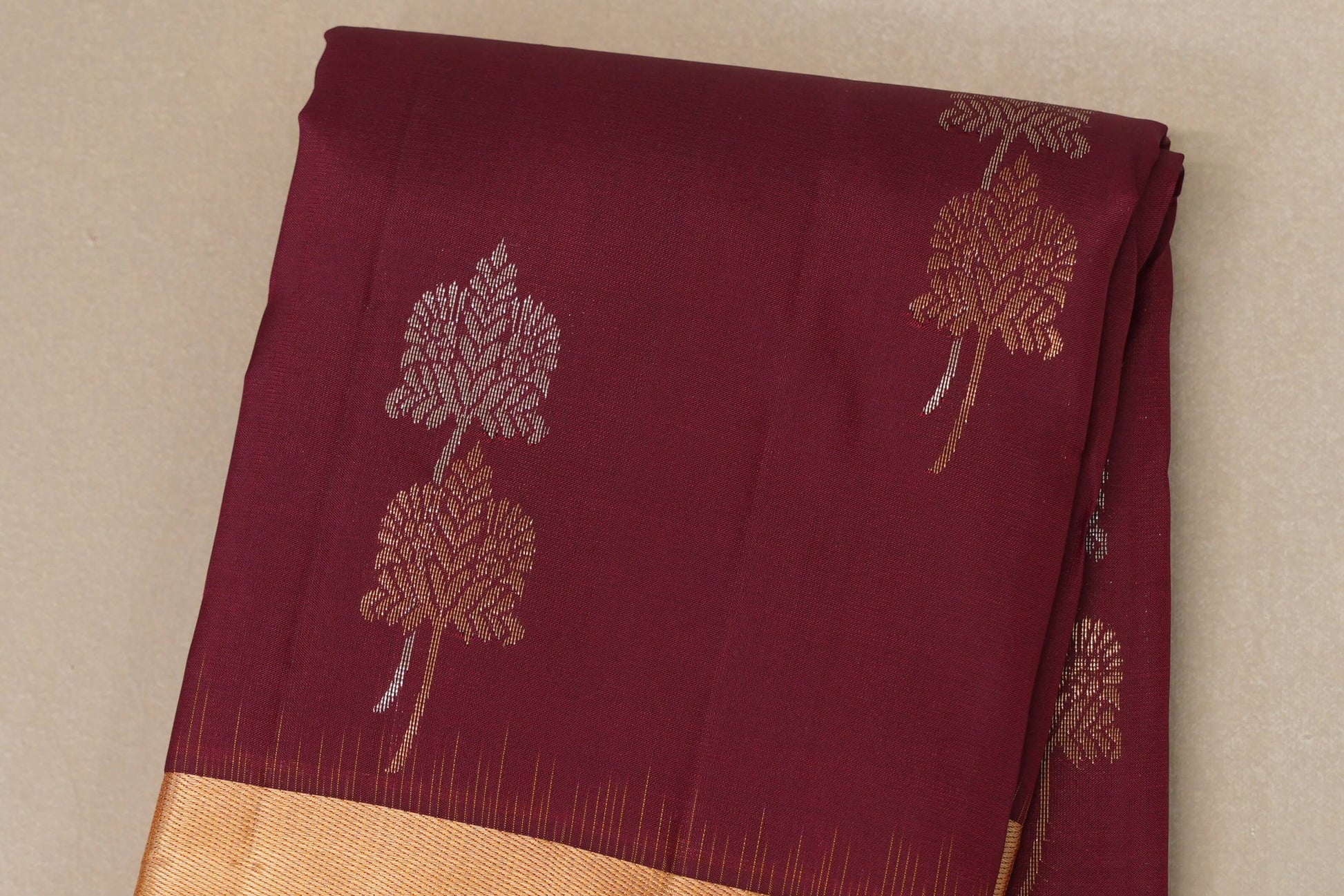 Deep maroon with mustard yellow Borders Light Weight Kanchipuram Silk Saree body