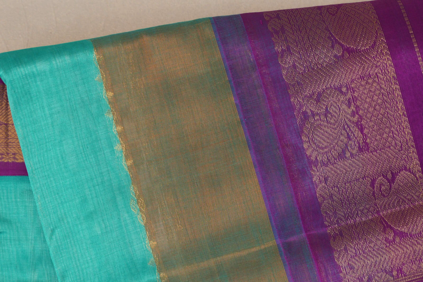 Multi Color with Deep Purple Borders Silk Cotton Saree body