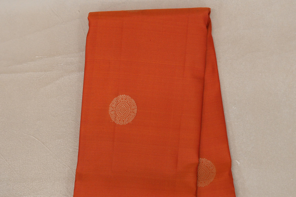 Deep Orange Soft Silk Saree body zoom