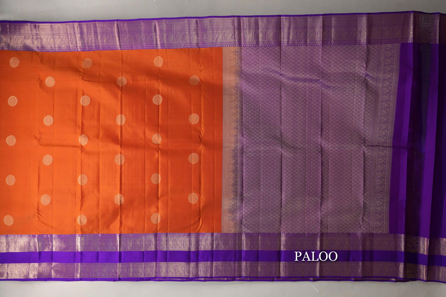 Deep Orange Soft Silk Saree paloo
