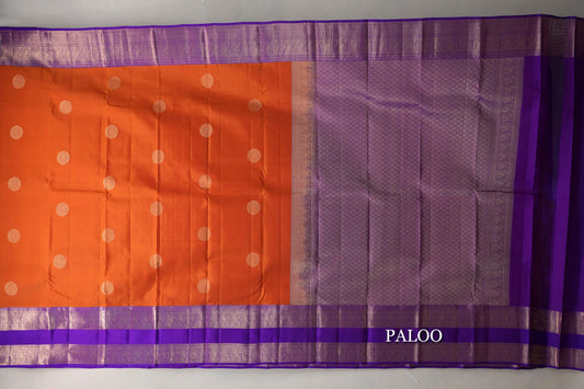 Deep Orange Soft Silk Saree paloo