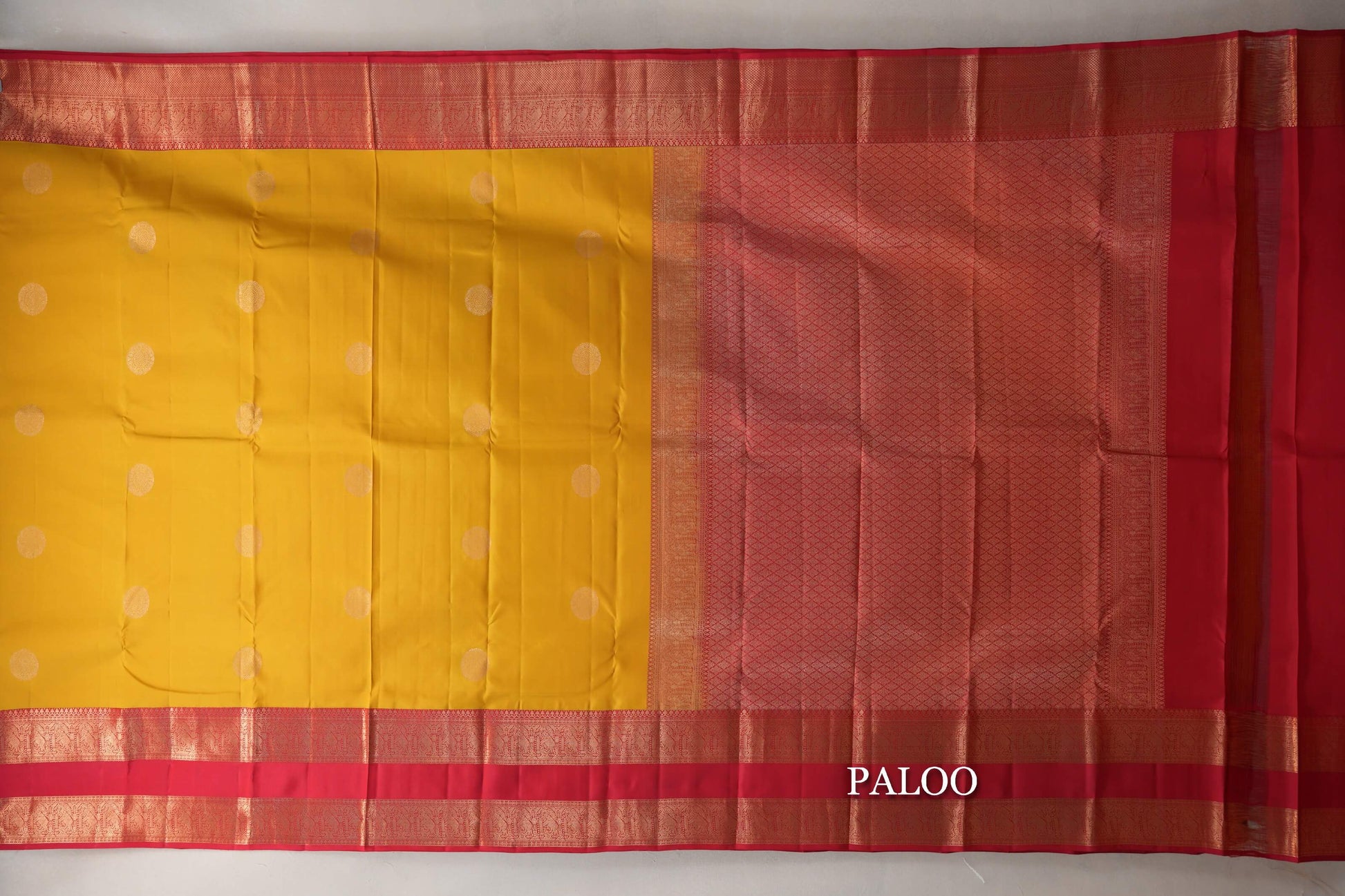 Lemon Yellow Soft Silk Saree paloo