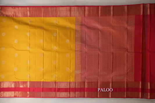 Lemon Yellow Soft Silk Saree paloo