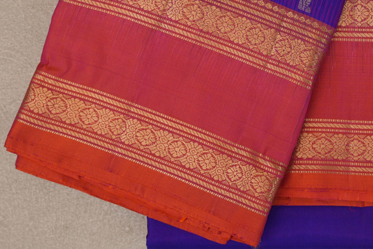 Bright Violet Purple Soft Silk Saree border zoom