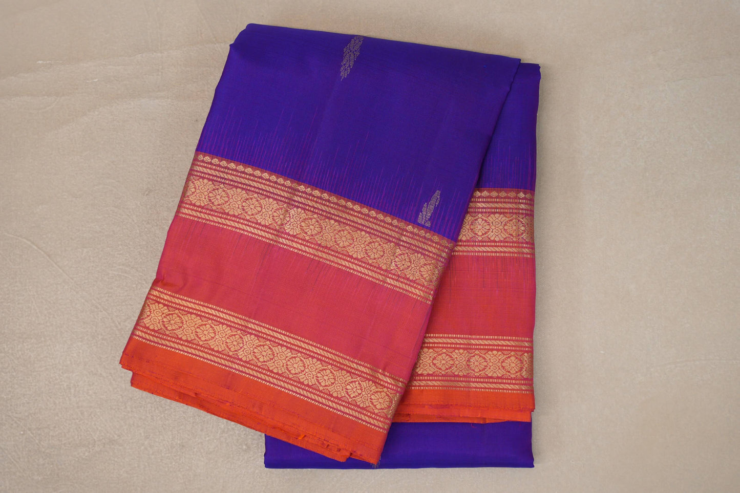 folded Bright Violet Purple Soft Silk Saree