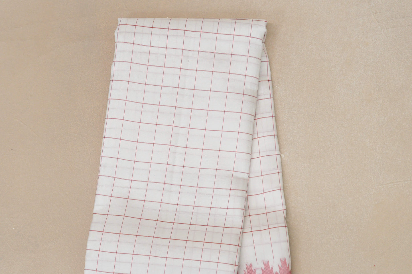 White with Tomato Red Borders Light Weight Kanjivaram Silk Saree by Shreenivas Silks PSSR018788 - Parisera