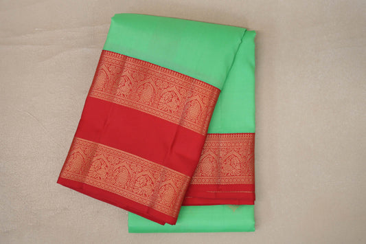 folded Mint Green Soft Silk Saree