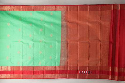 Mint Green Soft Silk Saree paloo