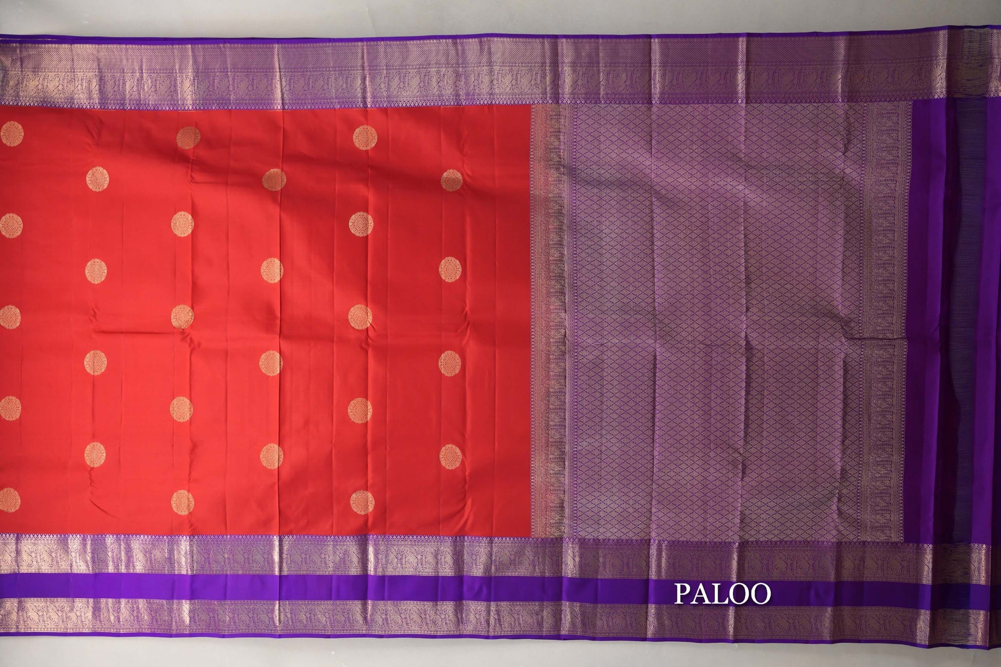 Tomato Red Soft Silk Saree paloo
